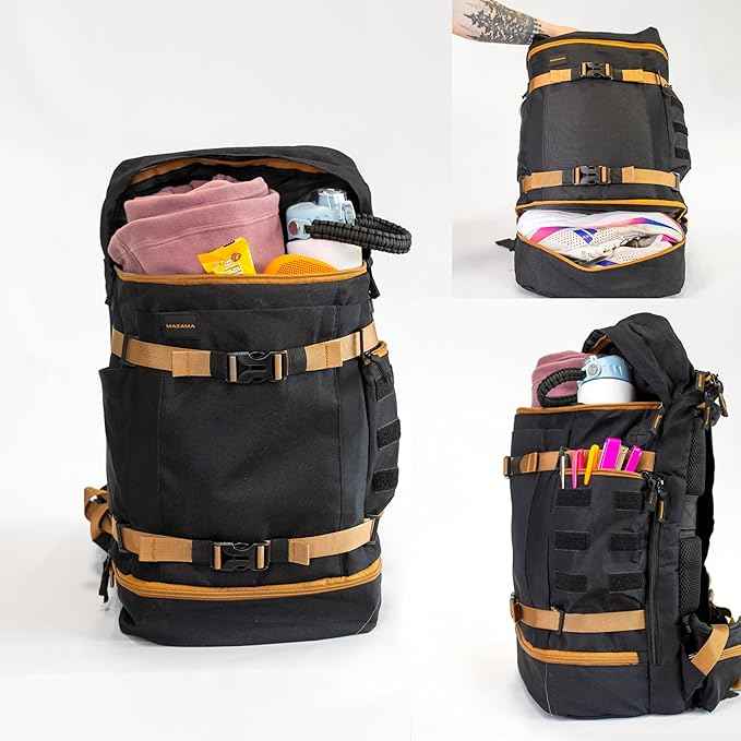 Mazama DAE Pack – All-in-One, Airline Approved Carry-On Backpack. Multi-Use Daypack with Pockets for Hydration Reservoir and Laptop, for School, Work, Travel, Hiking & Commuting. Includes Rain Cover.