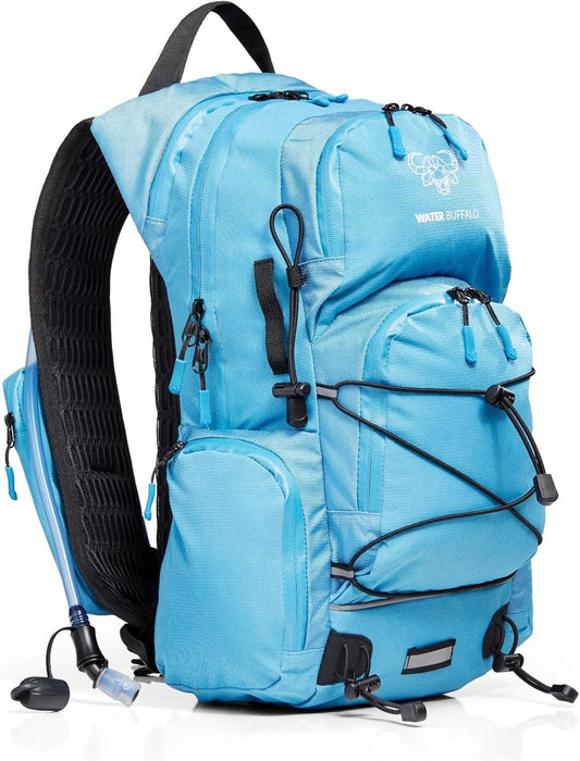 Water Buffalo Hydration Backpack - Sherpa 22L Hiking Backpack with Water Bladder - Water Backpack for Hiking with Waterproof Zippers, Phone & Pole Holders - Roamly