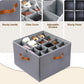 Shoe Organizer for Closet, Fits up to 16 Pairs Shoe Storage, Clear Foldable Shoe Containers Boxes Bins Baskets with Adjustable Dividers and Clear Cover Grey