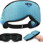 3D Contoured Sleep Mask with Bluetooth Headphones, Adjustable Blackout Sleeping Mask, Easy Installation Sleeping Headphones with Ultra-Thin Stereo Speakers for Men, Women - Embroidered Blue
