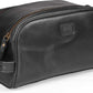 LEATHER VILLAGE Premium Leather Toiletry Travel Pouch With Waterproof Lining - Black | King-Size Handcrafted Vintage Cosmetic Organizer & Shaving Essential Bag