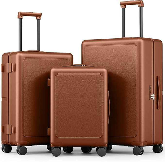 Joyway Luggage Sets 3 Piece with Spinner Wheels, Carry On Luggage 20In with ABS+PC Hardshell, Lightweight Suitcase Set with TSA Lock and Pressure-resistant Frame, 20/24/28 Inch, Brown