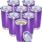 20 oz Tumbler Coffee Tavel Tumblers Bulk with Lid Stainless Steel Double Wall Vacuum Insulated Mug Powder Coated Cups fit Car Cupholder for Hot and Cold - Purple, 8Pack