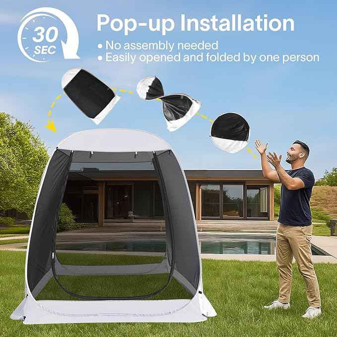 Alvantor Pop Up Screen House Gazebo with Mosquito Netting, Instant UV Resistant Sun Shelter for Patio & Backyard, Portable Canopy Tent for 2-10 Person