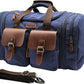 Wildroad 50L Travel Duffel Bag, Expandable Canvas Genuine Leather Duffle Bag Upgraded Overnight Weekender Carry on Bag - Roamly