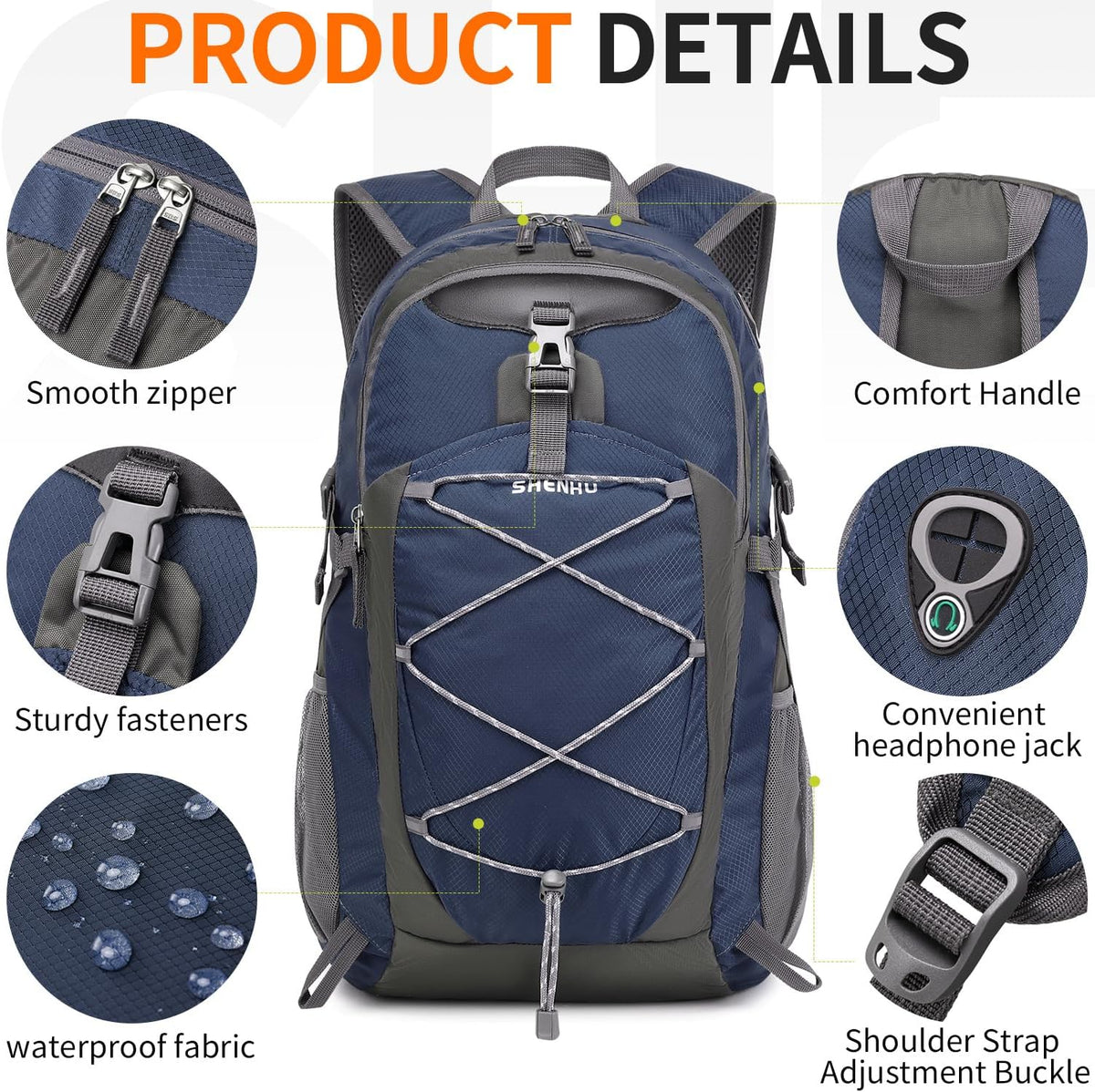 40L Hiking Backpack Lightweight Daypack Waterproof Travel Camping Backpack for Men Women Sport Packable - Roamly