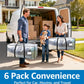 6 Pack Heavy Duty Moving Bags with Padded Wrap Around Handles-Strengthened Zipper Extra Large Storage Totes for Dorm College Clothes Clear