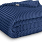 Bare Home Textured Fleece Blanket - Twin/Twin Extra Long - Ultra-Soft Lightweight for Bed, Sofa, and Couch - Luxury Microplush - Cozy Warm Blanket (Twin/Twin XL, Ribbed Dark Blue)