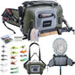 Goture Waterproof Fishing Waist Pack, IPX8 840D TPU Large Tackle Bag with Rod Holder, Airtight Zipper Closure, Fly Fishing Bag with Adjustable Waist Strap, Sling Fanny Pack with 16pcs Popper Flies