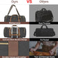 Vintage Canvas Duffle Bag, 50L Genuine Leather Travel Duffel Backpack Multifunctional Overnight Weekender Bag with Shoes Compartment Men (Black) - Roamly