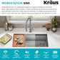 KRAUS Kore 36-Inch Undermount Workstation 16 Gauge Single Bowl Stainless Steel Kitchen Sink with Accessories, KWU110-36