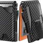 typecase Tactical Wallet for Men Card Holder: Pop Up Card Case, Genuine Leather, Smart, RFID Blocking, Slim, Minimalist, Thin, Front Pocket - 9-13 Card Capacitiy, ID Window, Money Clip (Orange)