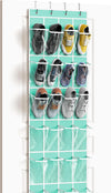 Simple Houseware 24 Pockets - Crystal Clear Over The Door Hanging Shoe Organizer, Turquoise (64'' x 19'')