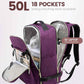 LOVEVOOK Travel Backpack for Women & Men 50L,Airline Approved Carry On Backpack Travel Essential,TSA Carry on Luggage,Waterproof Personal Item Travel Bag,Suitcase with 3 Packing Cube,Dark purple-Black