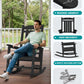 SERWALL Outdoor Rocking Chair Set of 2, HDPE Patio Rocking Chair All-Weather Porch Rocker for Balcony, Yard, Black