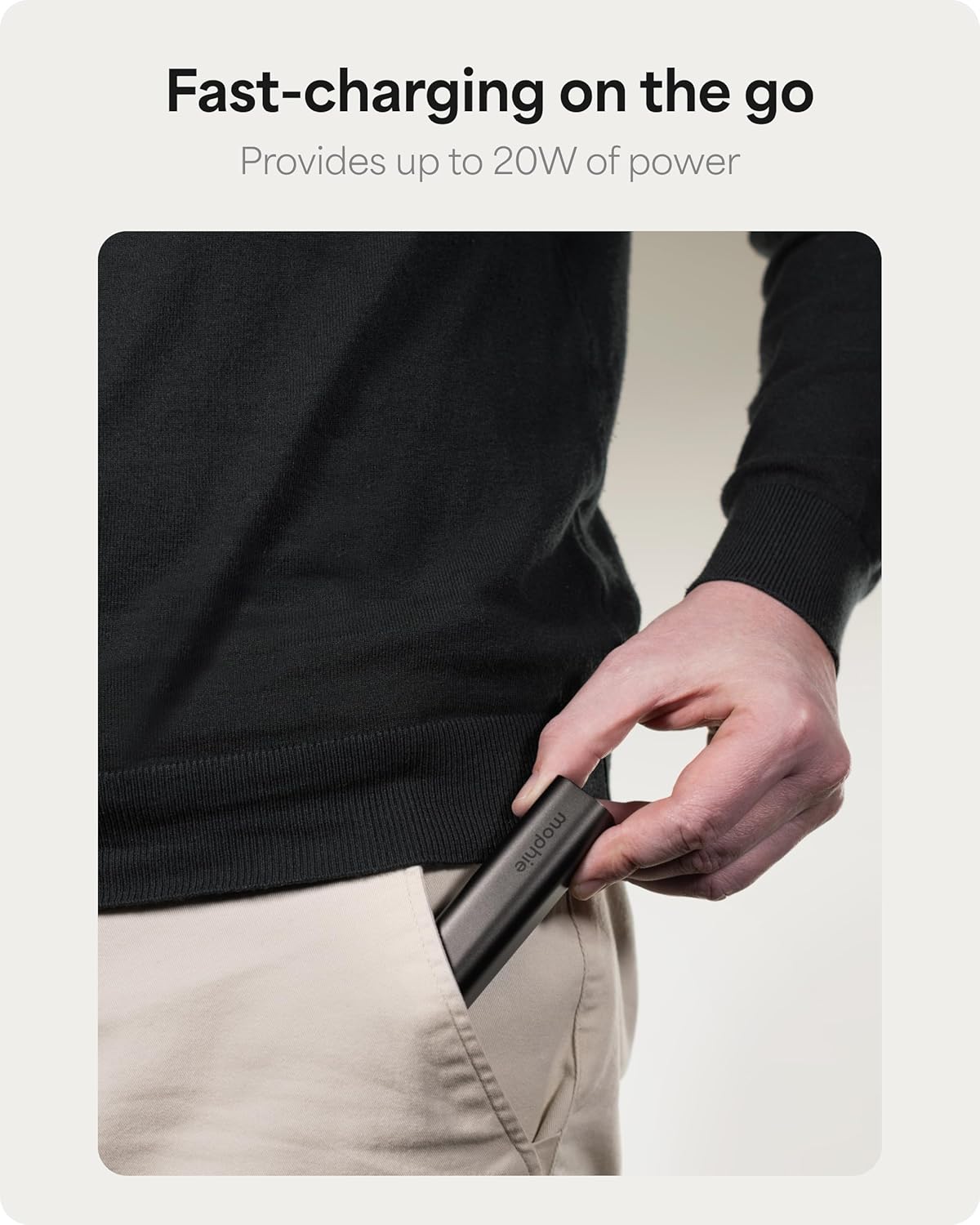 Mophie Powerstation Mini 5,000mAh Portable Power Bank (Gen 3) – Ultra-Fast USB-C PD, 20W Output, Up to One Full Phone Charge, Pocket-Sized, LED Indicator, Includes USB-C Cable, Black - Roamly