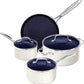 Nuwave 7pc Cookware Set Healthy Duralon Blue Ceramic Nonstick Coated, Diamond Infused Scratch-Resistant, PFAS Free, Oven Safe, Induction Ready & Evenly Heats, Tempered Glass Lids & Stay-Cool Handle