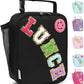 FlowFly Lunch box Insulated Soft Bag Mini Cooler Back to School Thermal Meal Tote Kit With Buckle and Mesh Side Pocket for Girls, Boys, BlackWithLetter