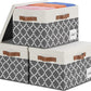 GhvyenntteS Extra Large Storage Bins with Lids, Foldable Fabric Storage Boxes with Lids and 3 Handles, Storage Baskets with Label for Home Office (3 Pack, White&Lattice Grey, 15.75x11.8x10.2)