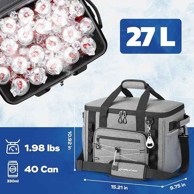 Maelstrom Soft Sided Cooler Bag, 30/40 Can Collapsible Insulated Ice Chest, Large Leakproof Portable Storage for Camping, Travel, Kayaking & Beach
