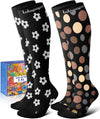 Thick Soft Cotton Compression Socks for Women Men 15-20mmHg Knee High Breathable Cotton Socks for All Day Comfort