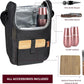 Truvelli Black Insulated Wine Tote Bag: Portable 2 Bottle Cheese Waterproof Black Canvas Carrier Picnic Kit - Stopper Attachment, Plus Wooden Charcuterie Board