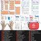 Mini First Aid Kit - 150 Piece Small Waterproof Hard Shell Medical Kit for Home, Car, Travel, Camping, Truck, Hiking, Sports, Office, Vehicle & Outdoor Emergencies- Small First Aid Medical Kit (Red)