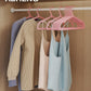 100 Pack Clothes Hangers, Non Slip Plastic Coat Hangers, Space Saving, Heavy Duty, Hanging Dry Wet Clothes, 16.4" x 8.3", Light Pink, UAPY05100P