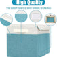 Large 17" 42 Quarts Collapsible Stackable Storage Bins with Lids [3-Pack] Foldable Fabric Linen Storage Boxes Cube, Closet Organizer Baskets with Label for Home (16.7 x 12 x 12", Teal & White)