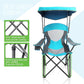 ALPHA CAMP Heavy Duty Canopy Camping Chair, 350 lbs Capacity Oversized Folding Chair with Adjustable Sunshade, Portable Sunshade Chair with Cup Holder for Beach, Fishing, Outdoor