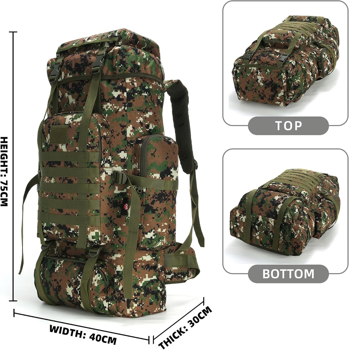 King'sGuard 70L Camping Hiking Backpack Tactical Backpack Military Molle Rucksack Backpack for Outdoor - Roamly