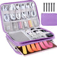 Electronics Organizer - Travel Cable Organizer Bag, Water Resistant Double Layers Pouch for Cord, iPhone, iPad Mini - Gift for Men Electronic Accessories Storage Case with 5 Cable Ties, Purple