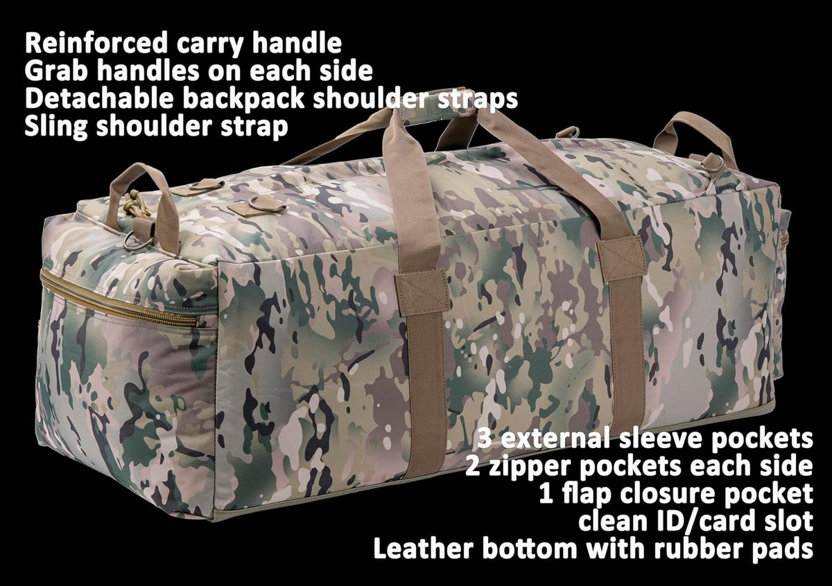 Large Military Duffle Bag Tactical Gear Load Out Bag Deployment Cargo Bag Travel Sports Equipment Duffel Luggage Bag with Backpack Straps 90L - Roamly