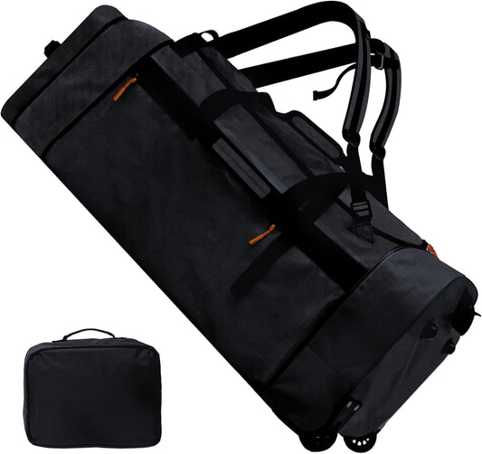 110L/120L Rolling Duffel Bag with Wheels - 28" No-Sag Design for Heavy Loads, Waterproof Travel Duffel w/Shoulder Straps and Dividers, Foldable Lightweight Design for Camping/Cargo/Air Travel - Roamly