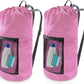 Laundry Bag Backpack,Olosar 2PCS Extra Large Travel Laundry Bag with Mesh Pocket & Adjustable Shoulder Straps,Dirty Clothes Travel Bag for College Students Dorm,Apartment(Pink)