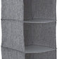 Household Essentials 3 Shelf Hanging Closet Organizer, Hanging Shelf with Hooks, Poly Linen and PEVA Shelving