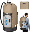 BALEINE 120L Laundry Bag Backpack, 900D Oxford Fabric Large Travel Laundry Bags with Shoulder Straps and 2 Mesh Pockets for College Dorm, Apartment, Laundromat (Khaki, 120L)