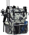 HXLGMD Fishing Backpack with Rod Holders, 43L Large Water Resistant Tackle Bag Storage Gear and Equipment with Cooler for Men Fishing, Camping, Hiking, Grey