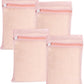 4 Piece Pink Small, Durable Organic Cotton Mesh Laundry Bag with Strong Zipper and Breathable Mesh, Delicate Laundry Bag for Underwear, Clothes, Pants and Socks