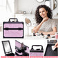 Makeup Train Case, Portable Makeup Case with Mirror, 2-Trays Cosmetic Organizer Case,Nail Polish Organizer, Travel Makeup Box, Profesional for Salon Barber, Pattern Black Pink