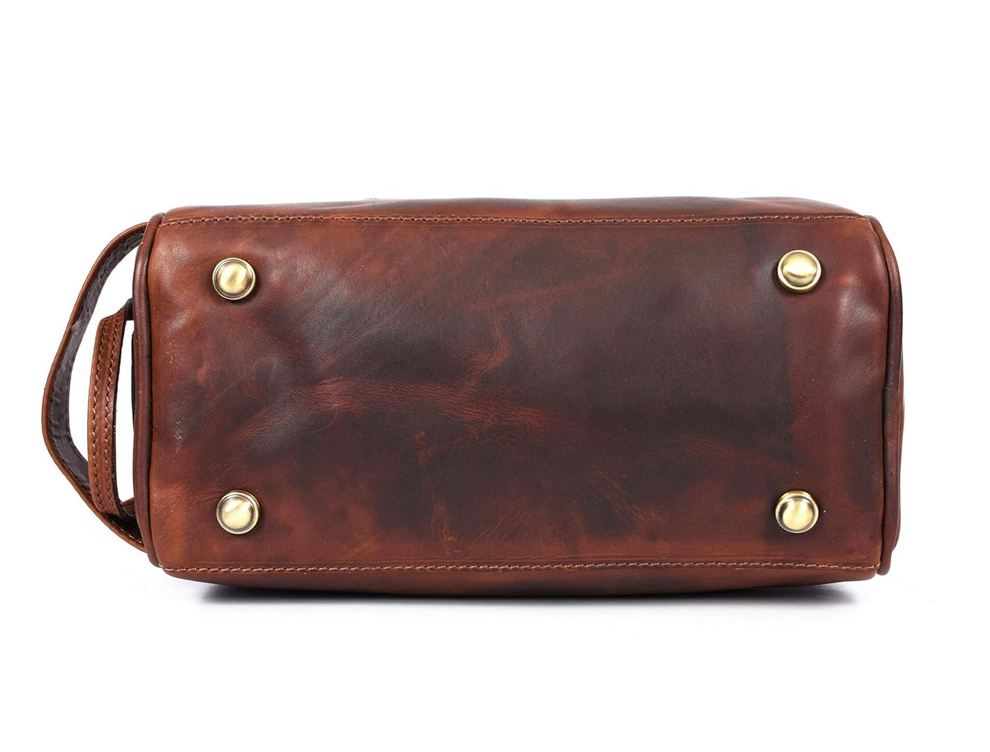 10" Premium Leather Toiletry Travel Pouch With Waterproof Lining | King-Size Handcrafted Vintage Dopp - Kit Gift for Father's Day By Aaron Leather Goods - Roamly