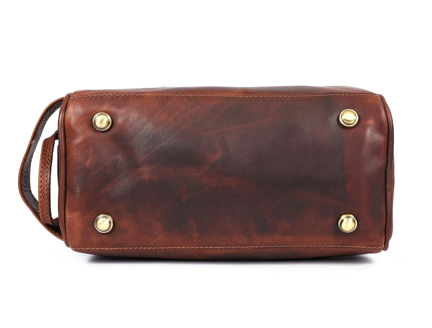 10" Premium Leather Toiletry Travel Pouch With Waterproof Lining | King-Size Handcrafted Vintage Dopp - Kit Gift for Father's Day By Aaron Leather Goods - Roamly