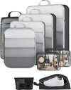 Veken 9/11 Set Compression Packing Cubes for Travel Essentials,Compressible Expandable Large Luggage Suitcase Organizer Bags for Clothing,Durable Space Saver Storage Bags with Toiletry Bags(Black)