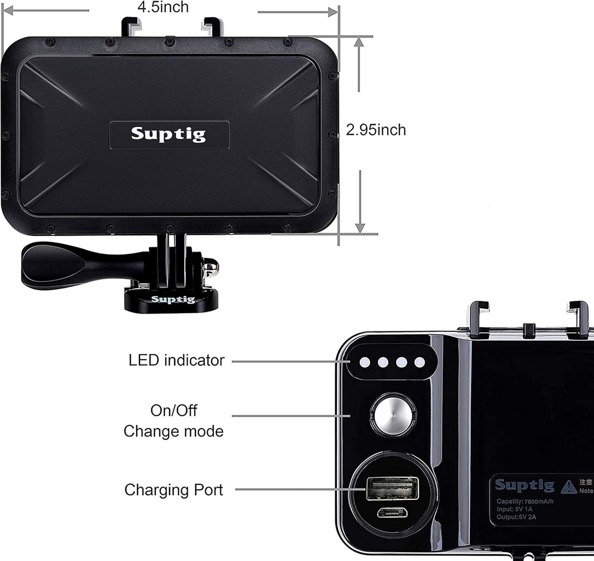 Suptig Portable Charger, 7800mAh Battery Pack Power Bank, Compatible for Gopro Hero 13 Hero 12 11 10 9 8 7 6 5 4 3 3+ Hero Session Hero + DJI osmo AKASO Insta 360 Digital Camera Phone (Black)