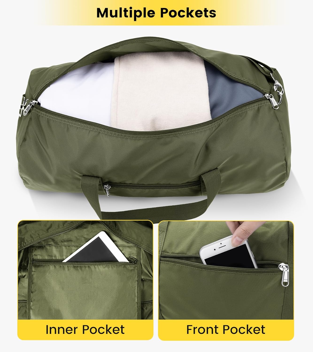 Vorspack Duffel Bag 20-24-28 Inches Foldable Gym Bag for Men Women Duffle Bag Lightweight with Inner Pocket for Travel Sports - Roamly