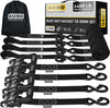 AUGO Heavy Duty Ratchet Straps & Soft Loops – Pack of 4 Extra Strong 1.5” by 15’ Ratchet Straps w/S-Hook Safety Latches & 4 Soft Loop Tie Downs – 4400Lb Break Strength for Motorcycles, ATVs, Etc.