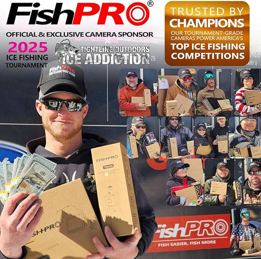 [FishPRO® 2026 Upgrade] Underwater Fishing Camera 1200TVL, 7'' Ice Fishing Camera Underwater[Aluminum Box], Fish Finder Ice Fishing Gifts for Men, IR+LED, 4,500mAh, 65ft