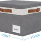 Large Storage Bins with Lids, Foldable Fabric Storage Baskets with Lids, Sturdy Storage Boxes with Labels and 3 PU Handles for Closet Home Bedroom Office (26L, 3 Packs, Grey&White)