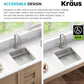 KRAUS Dex 17-inch Undermount 16 Gauge Stainless Steel Single Bowl ADA Kitchen Sink, KA1AS17B
