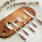 20-Piece Silverware Set for 4, High-end Everyday Flatware Set, Wood Grain Color Handles Cutlery Set, Retro Stainless Steel Forks and Spoons, Utensil Sets for Home Restaurant, Dishwasher Safe